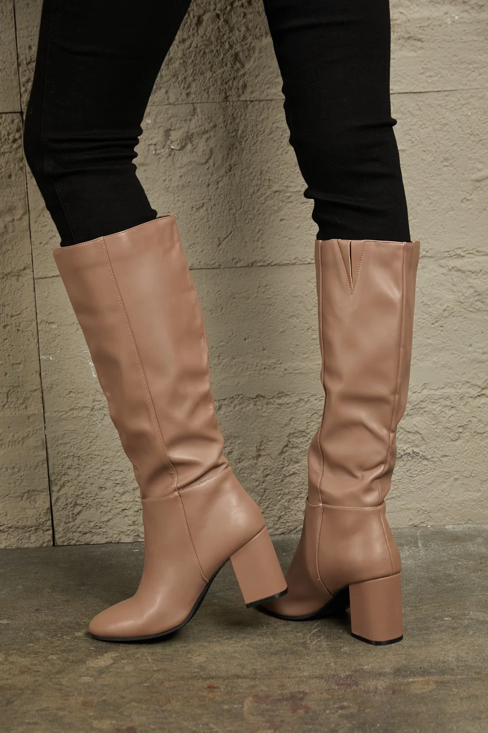Harvest Haute Block Heel Knee High Boots in Mocha