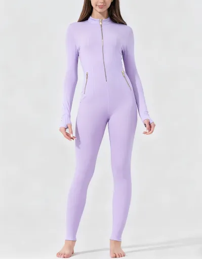 Women All-Season Zip Sports Yoga Jumpsuit