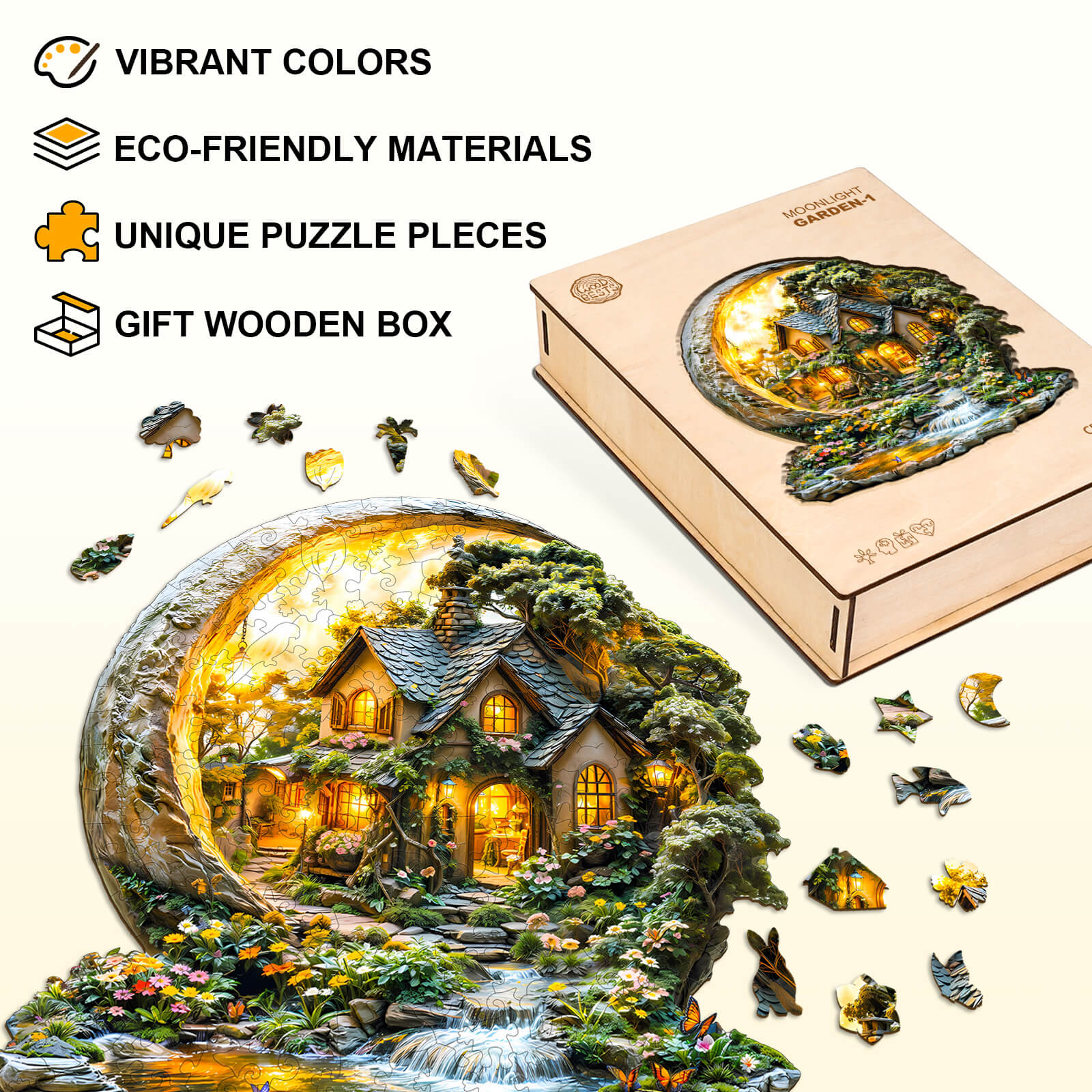 Moonlight Garden-1 Wooden Jigsaw Puzzle