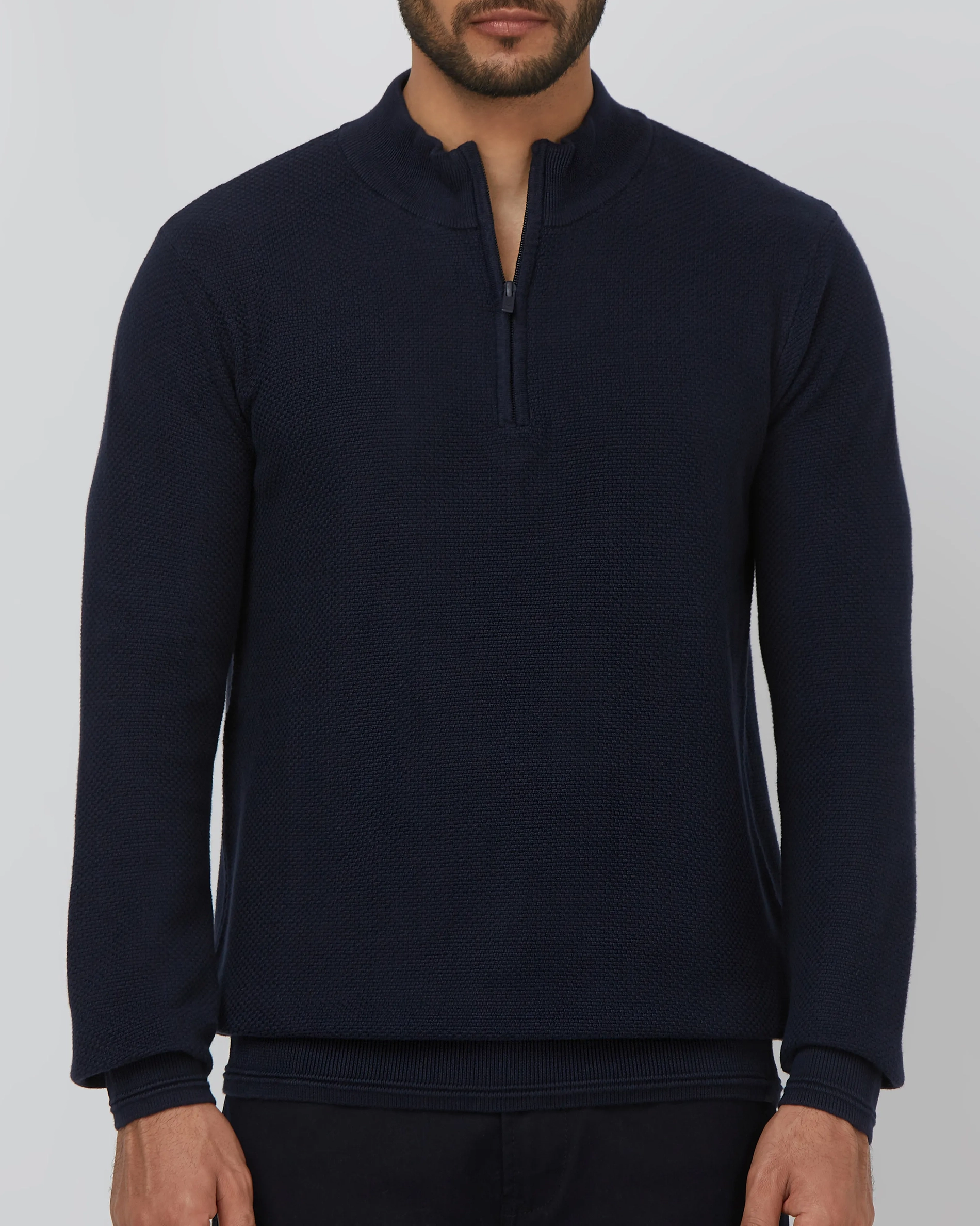 Comfortable Soft And Light-Skinned Slim Navy Sweater