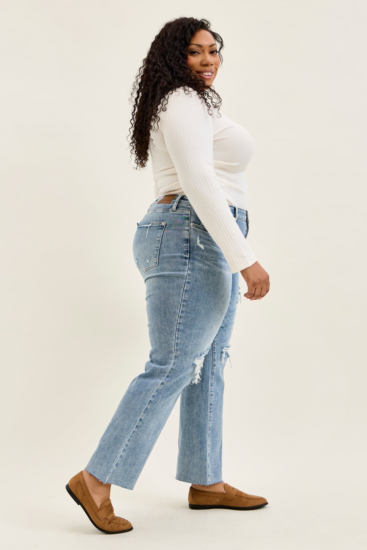 Brenda Retro 90s Destructed Straight - PLUS