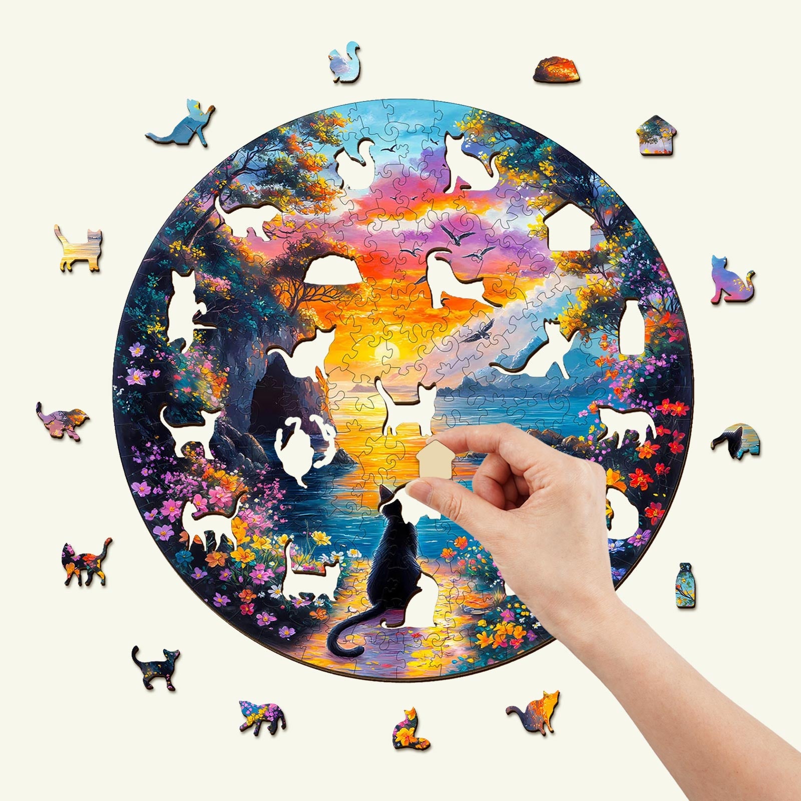 Sunset Kitten Wooden Jigsaw Puzzle