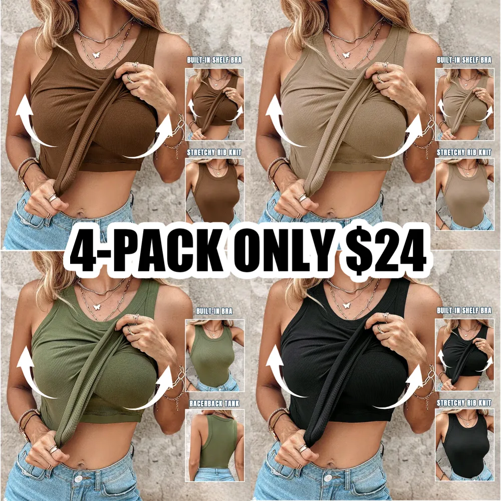 Chicme Round Neck Ribbed Tank Top with Built-in Bra – Casual, Comfortable, and Perfect Fit