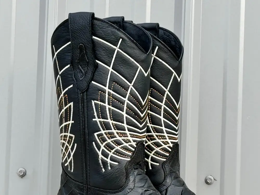 Men’s Black Fish Leather Boots With Black Shaft