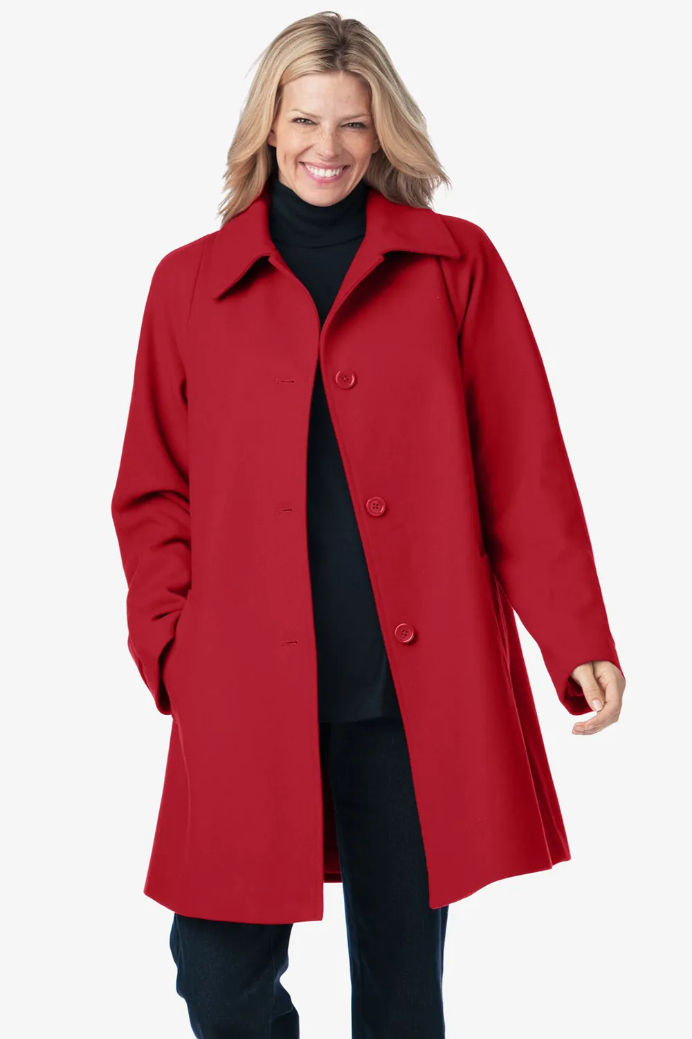 Wool-Blend Classic A-Line Coat