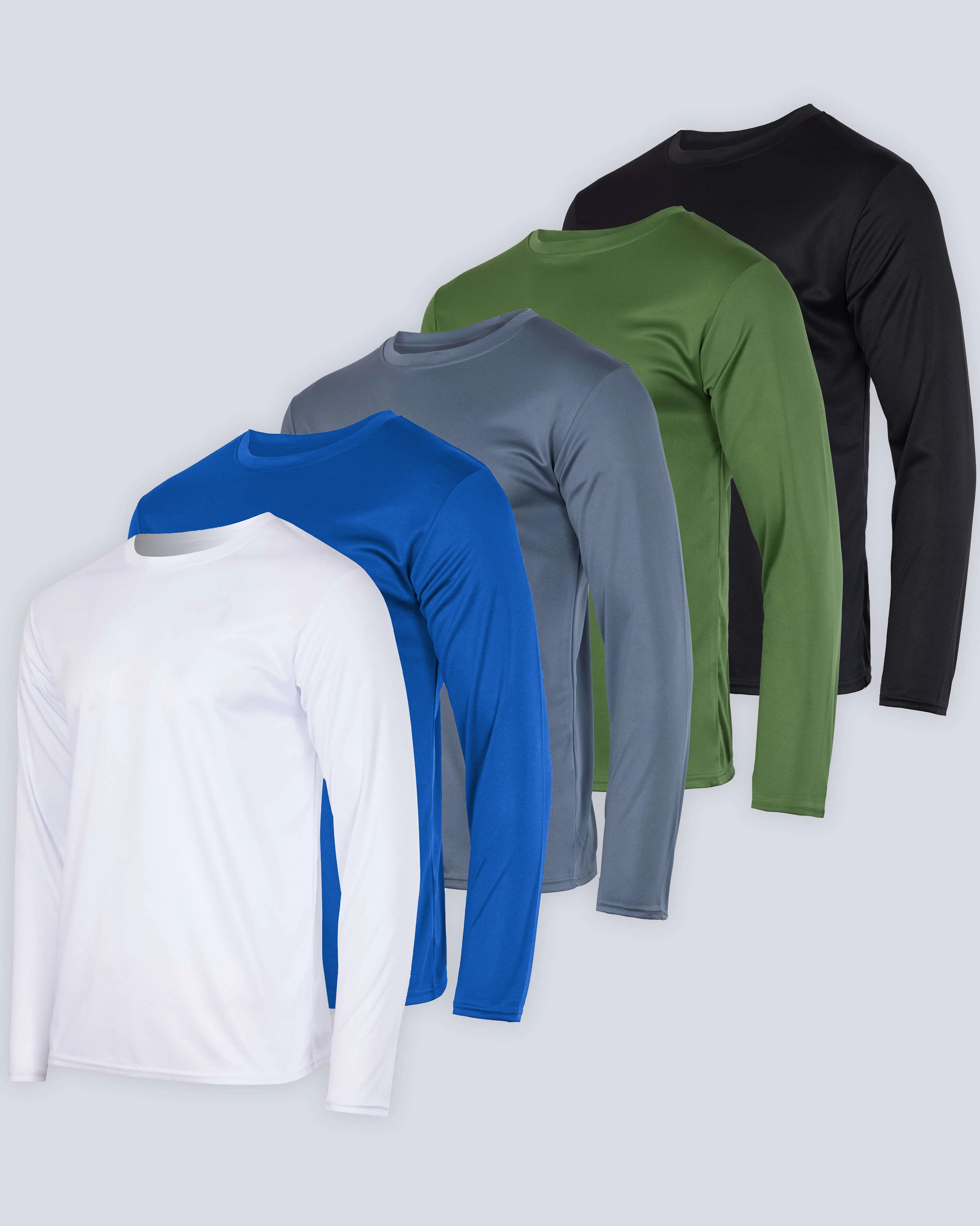 5-Pack Men’s Quick-Dry Long Sleeve Shirts – Breathable, Moisture-Wicking