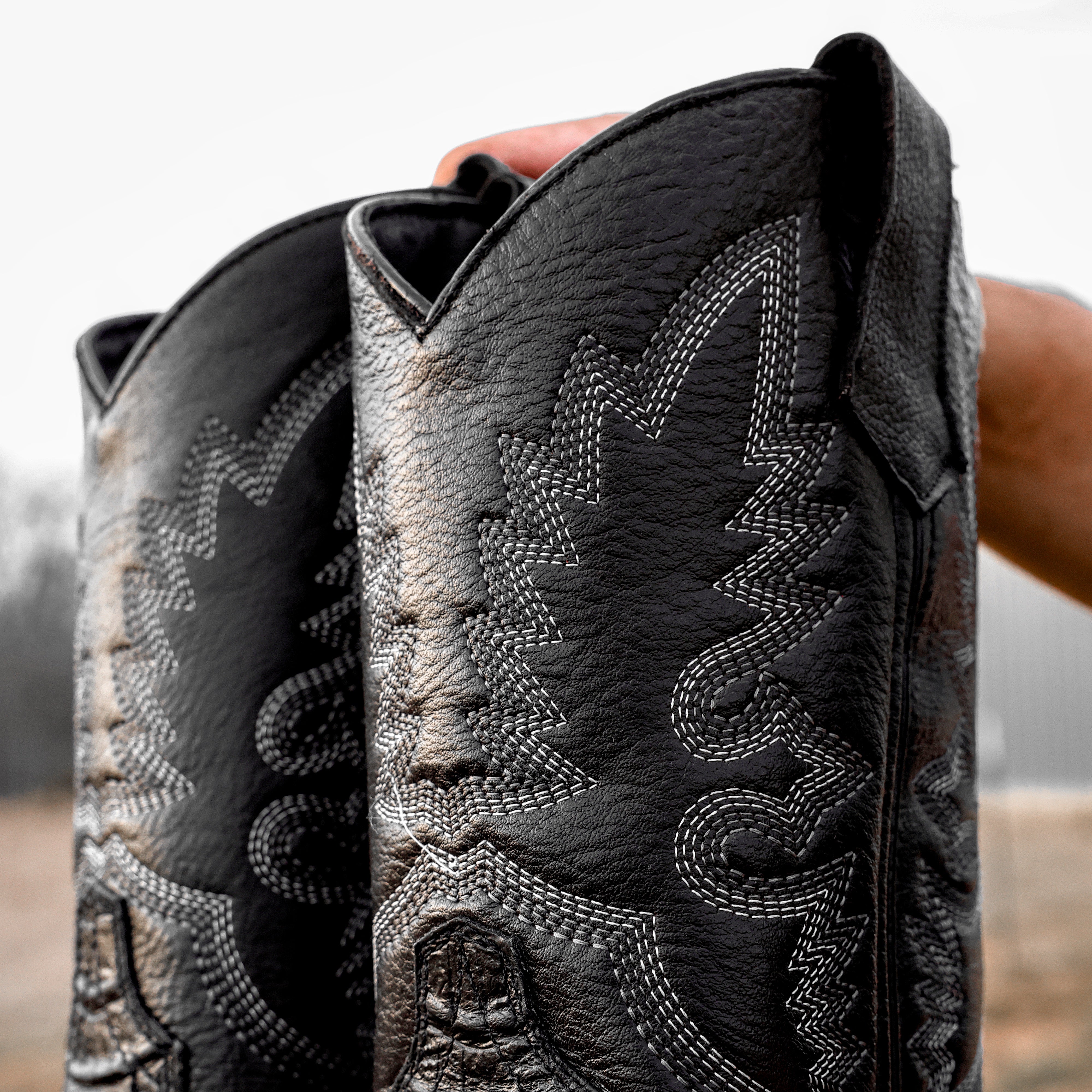 Black Caiman Belly Leather Boots - Composite Toe