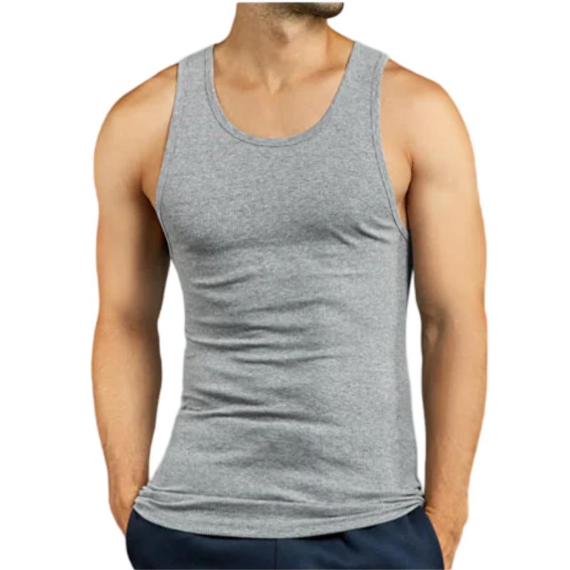 Men's Ribbed 100% Cotton A-Shirts – Breathable Sleeveless Undershirts for Workout, Casual Wear