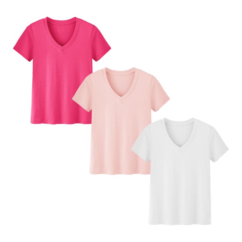Plus Size Women’s V-Neck T-Shirts – Lightweight Breathable Casual Tops for Summer
