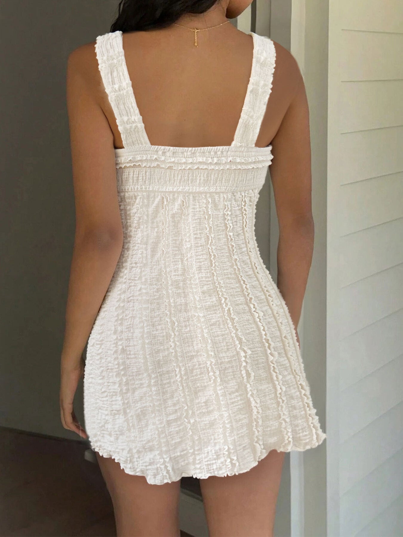 Textured Sweetheart Neck Mini Dress