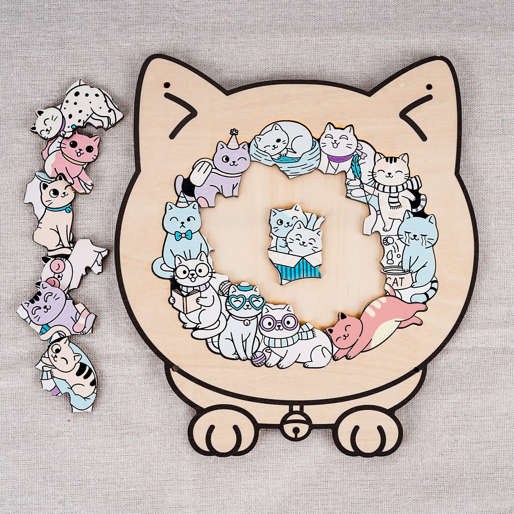 Cute Cat Shaped Wooden Puzzle for Baby