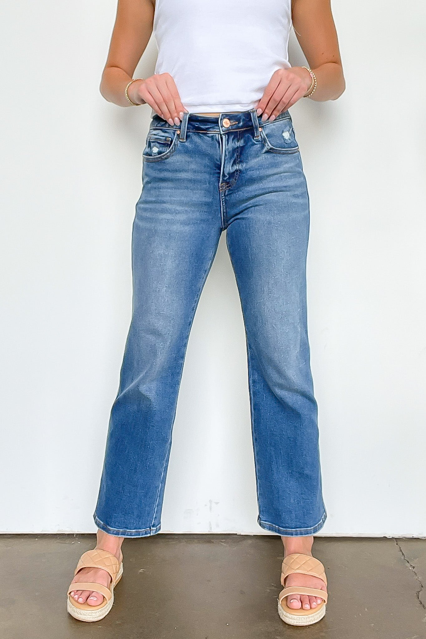 Tummy Control High Rise Ankle Straight Jeans