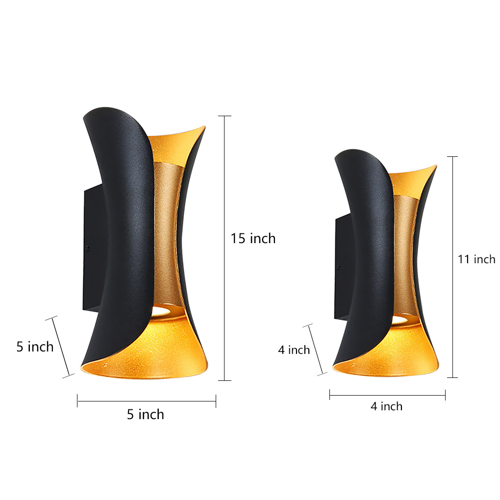 Curved LED Up and Down Lighting Waterproof Modern Outdoor Wall Lights