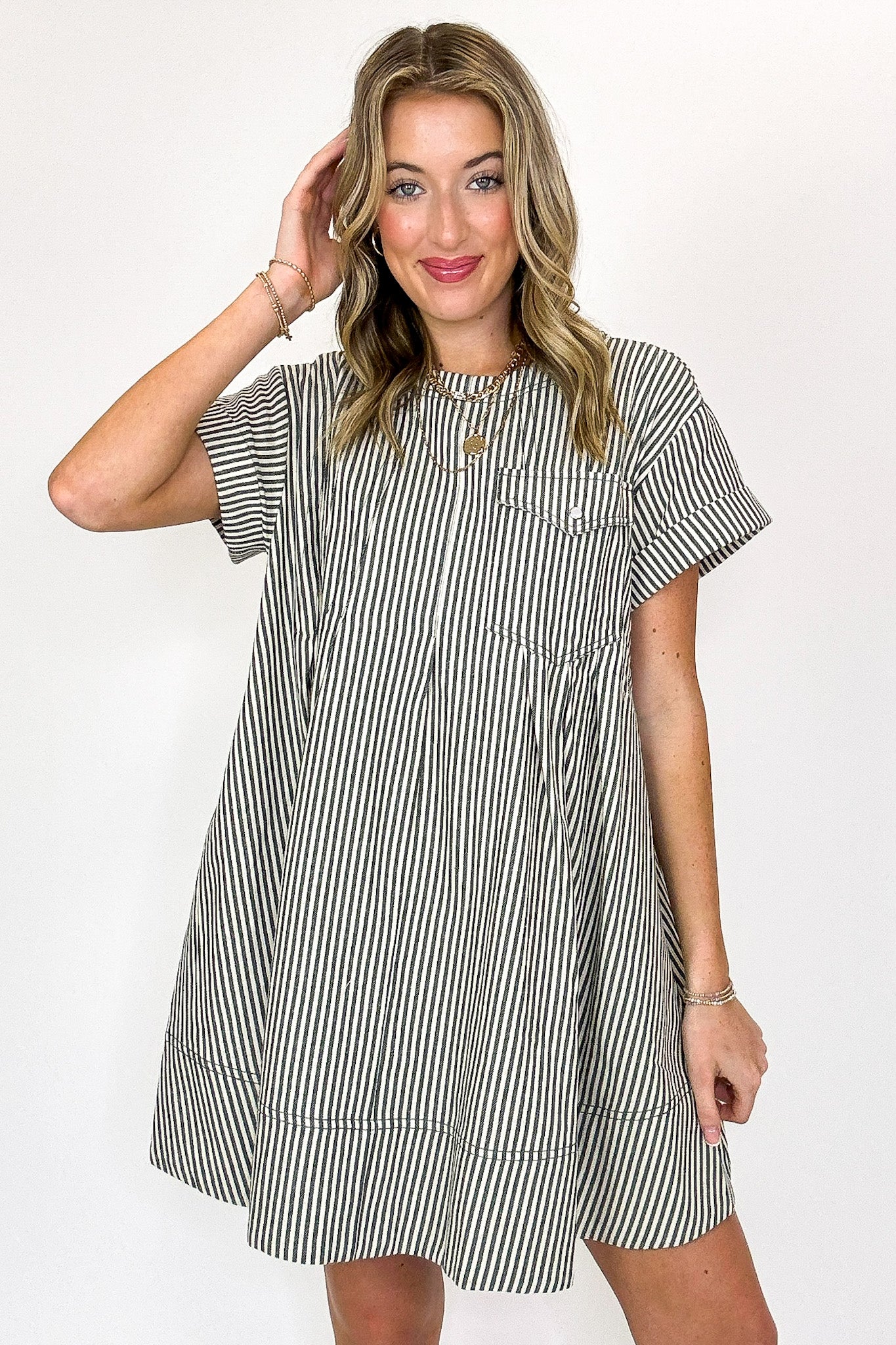 Stripe Swing Short Dress