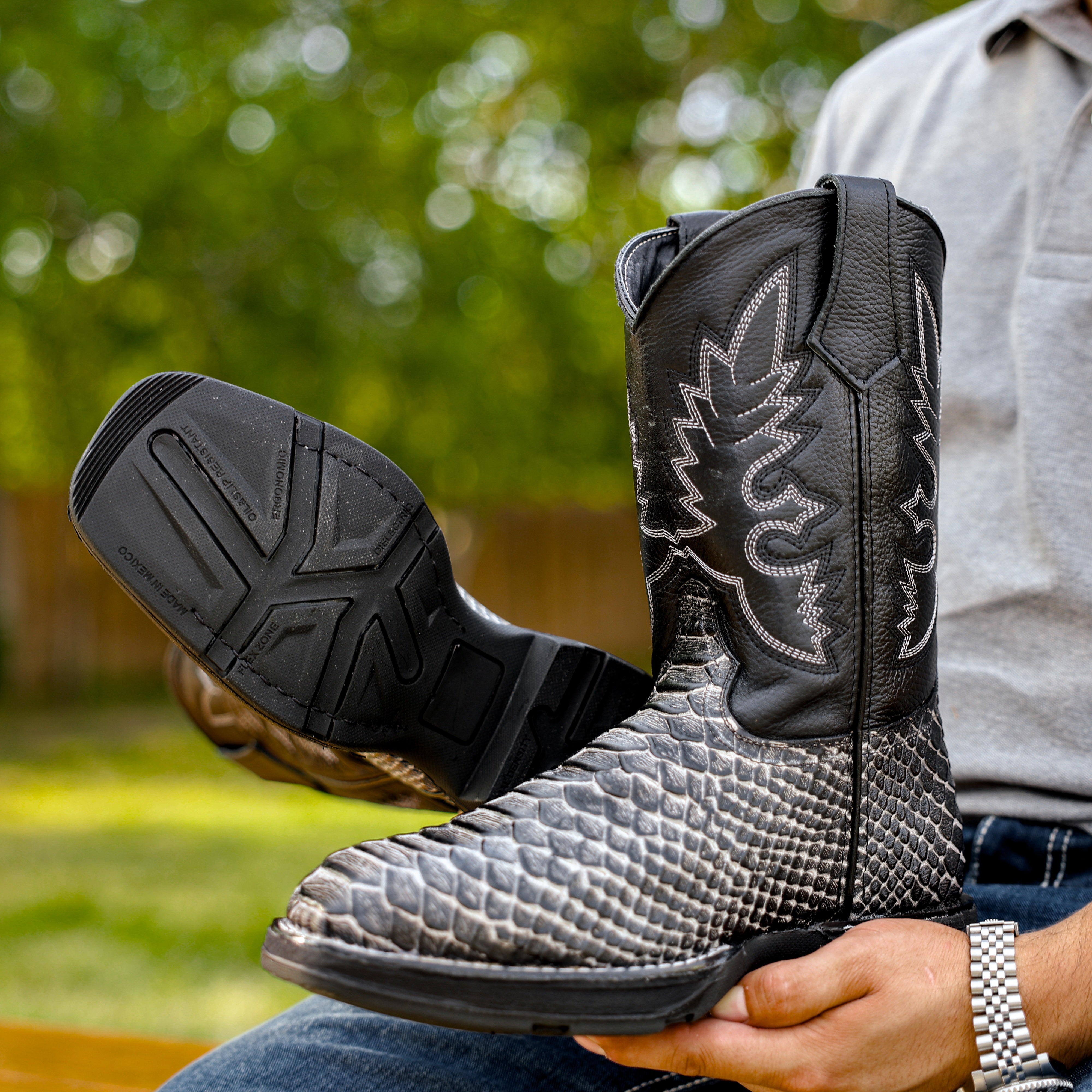 Eclipse Python Leather Boots With 3D Lightweight BLACK EDITION Sole - Composite Toe