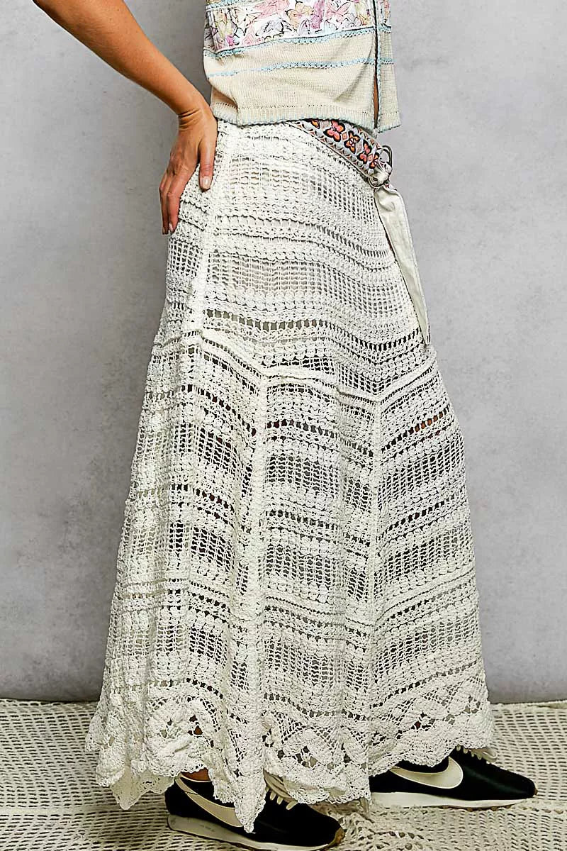 Crochet Knit Maxi Skirt
