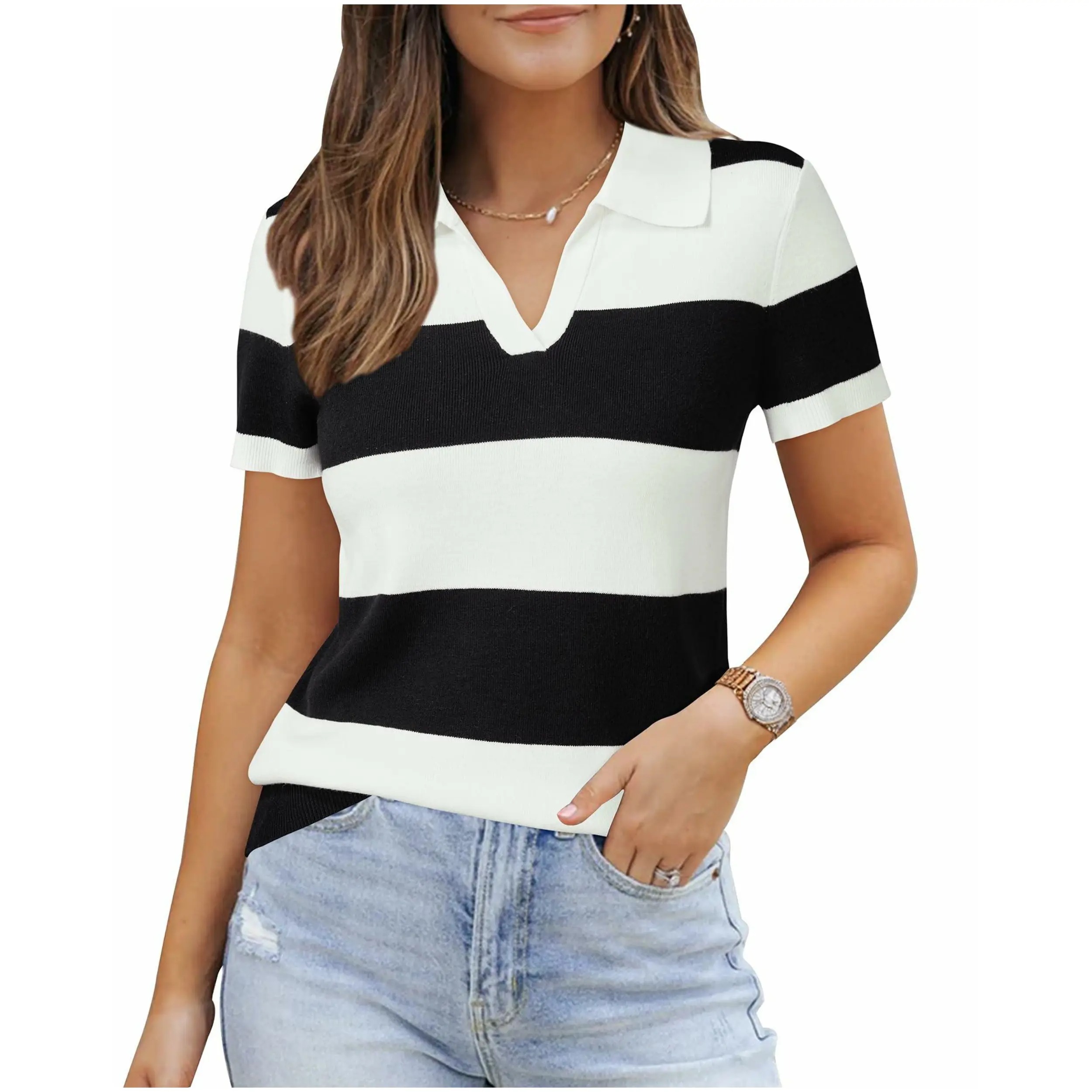 🧶🧶🧶Women's Short Sleeve Wool Blend Polo Sweater