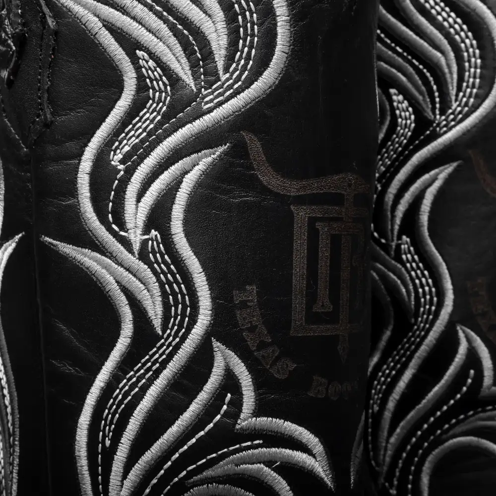 Grey Caiman Neck Leather Boots - Square Toe