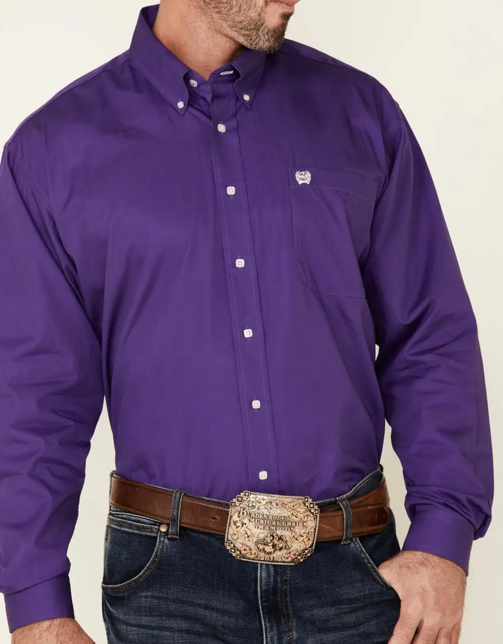 Men’s Cinch Solid Purple Long Sleeve Button Down Shirt