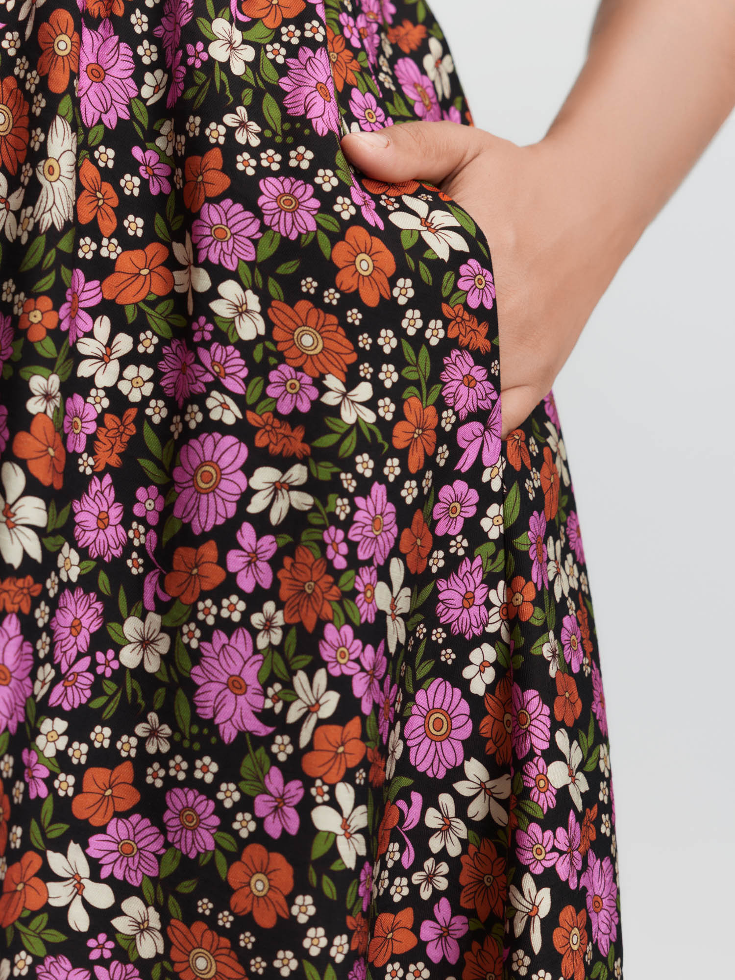 Chic Floral Print Ruffled Mock Neckline Mini Dress