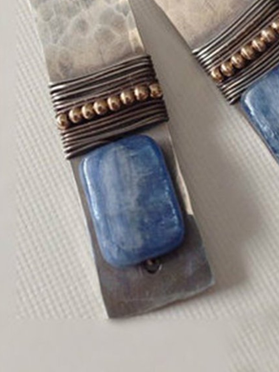 Antique Silver Blue and White Sapphire Earrings