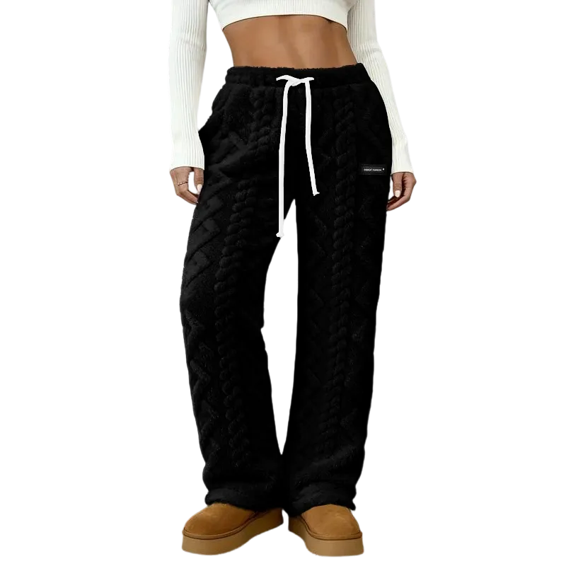 Women's fleece sweatpants, cable knit trousers