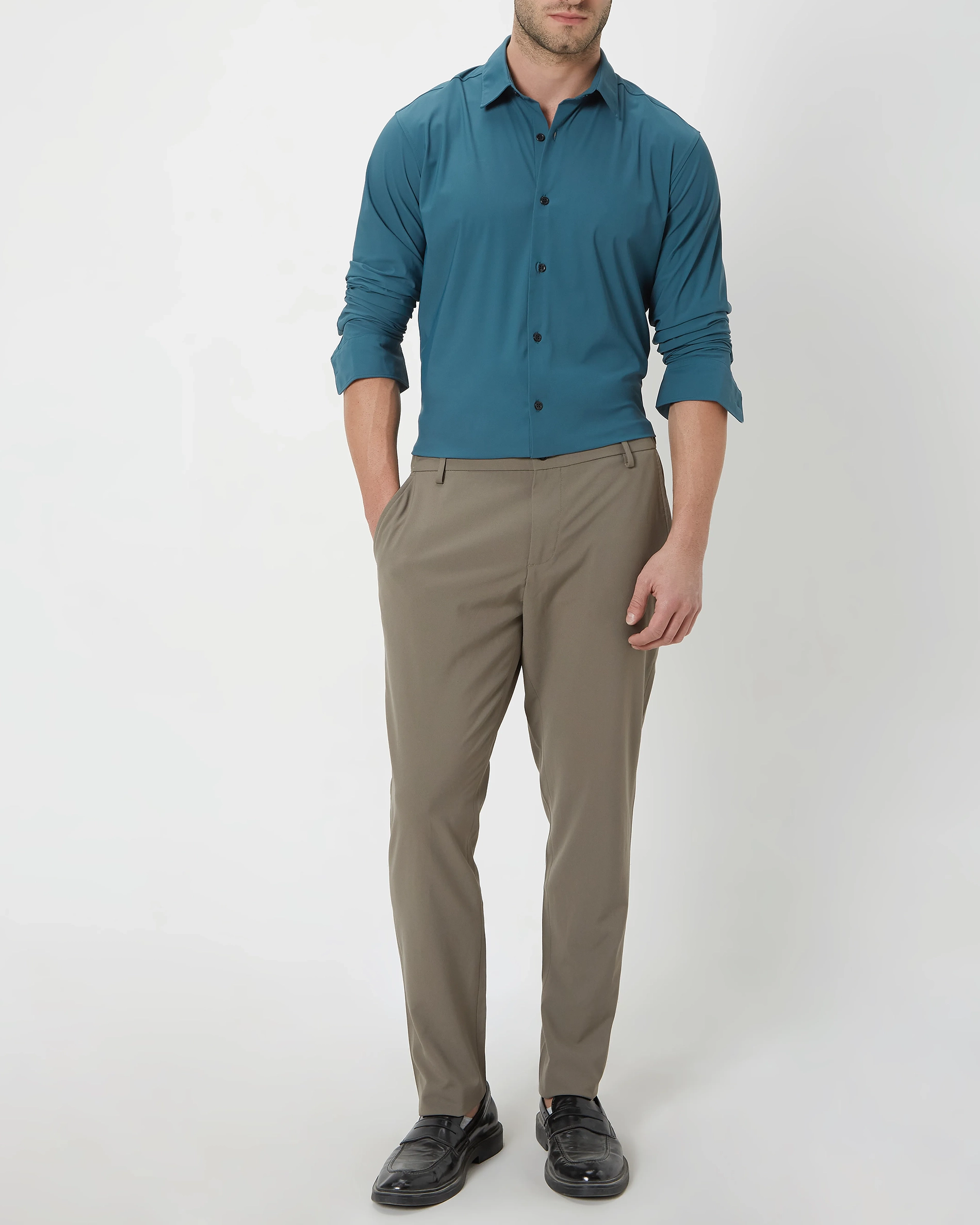 Simple And Comfortable Slim-Fit Breathable Green Shirt