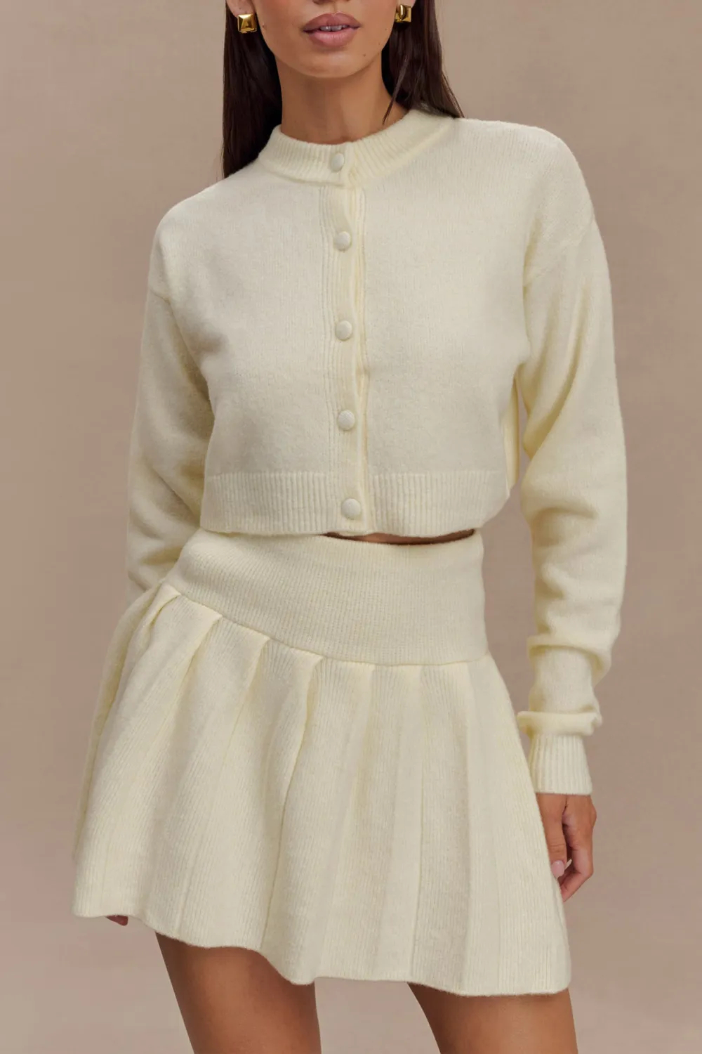 Pleated Knit Mini Skirt