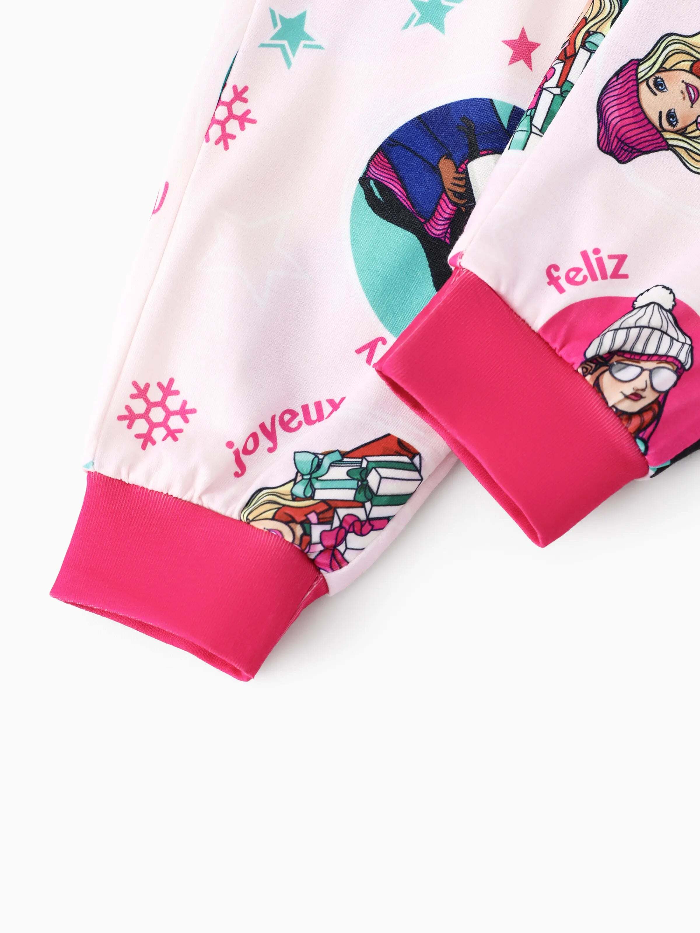 Barbie Christmas Matching Family Snowflake Pajamas Set with Christmas Socks Pink