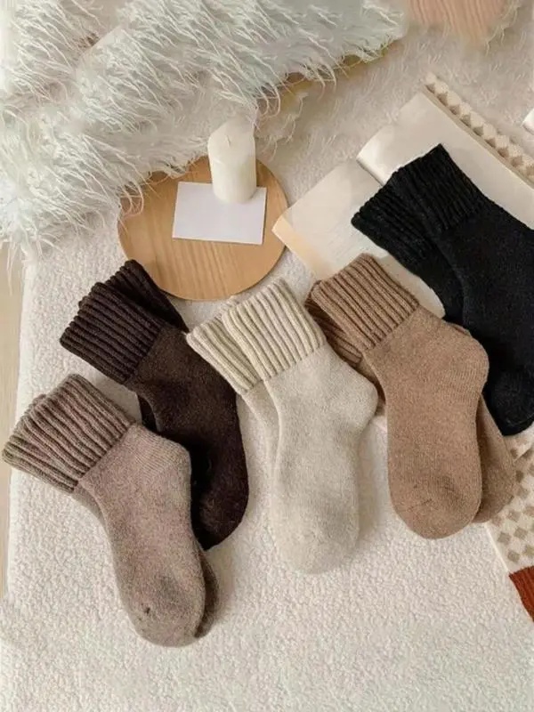 5 pairs🔥 Women's Solid Mid-calf Socks, Casual Soft Comfy Warm Socks for Fall & Winter, Women's Socks for Daily Wear