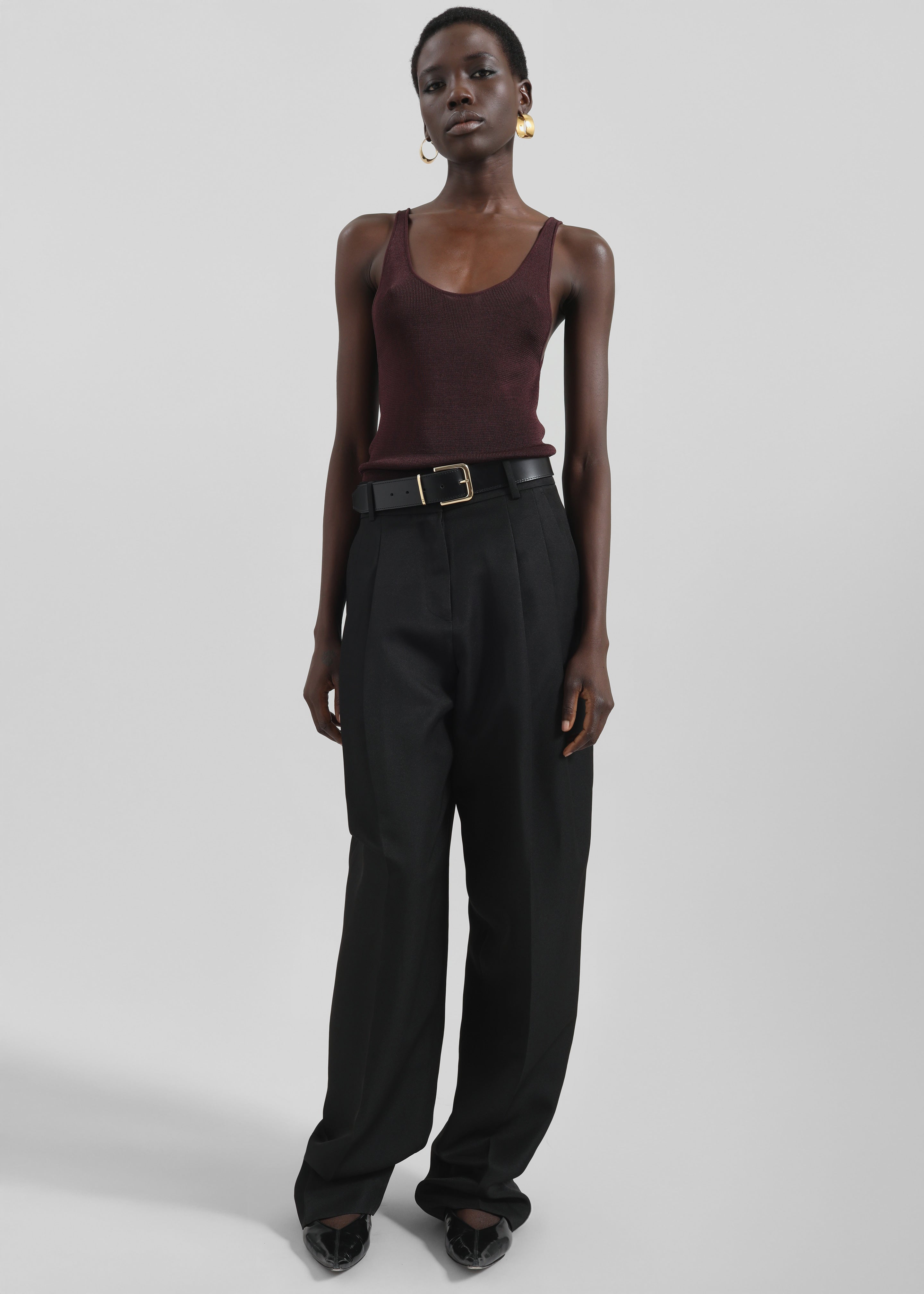 Gelso Pleated Twill Trousers - Black