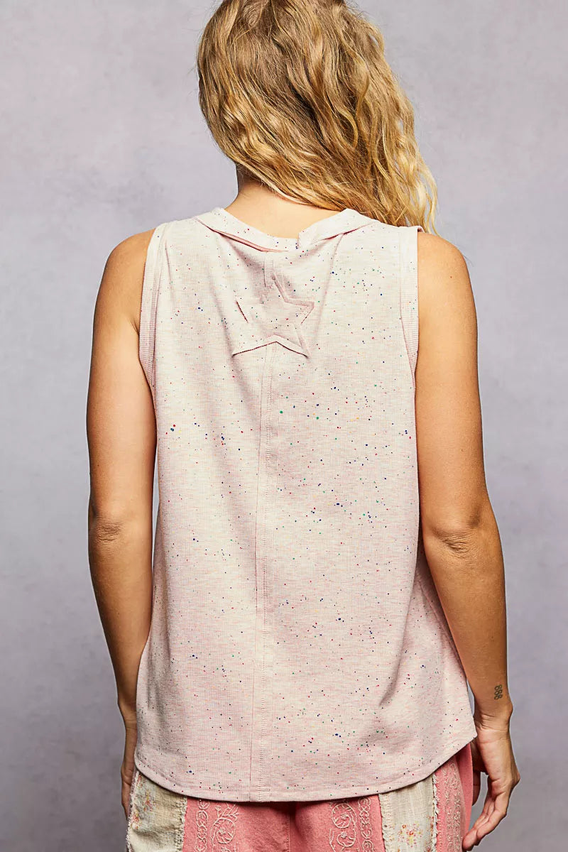 POL V-Neck Ribbed Tank with American Flag Patch and Star Back Patch