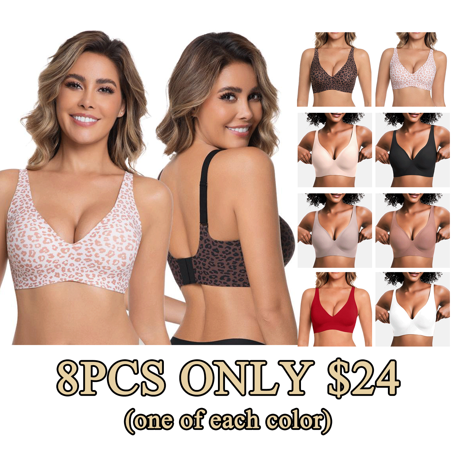 Women’s Wireless Push-Up Deep V Seamless Comfort Bra