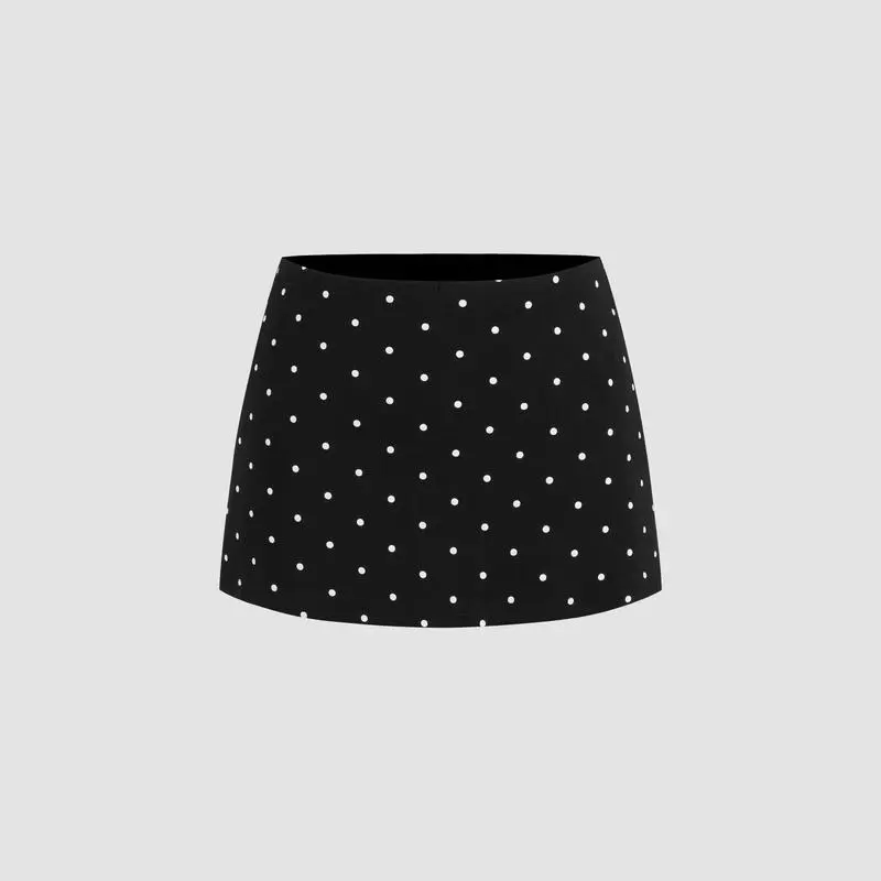 Cotton-Blend Polka Dot Boat Neck Tee & Mini Skort Set