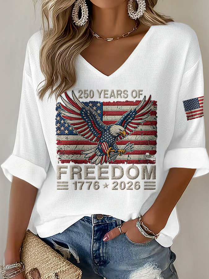 Women'S Retro American Independence Day Printed Casual Top