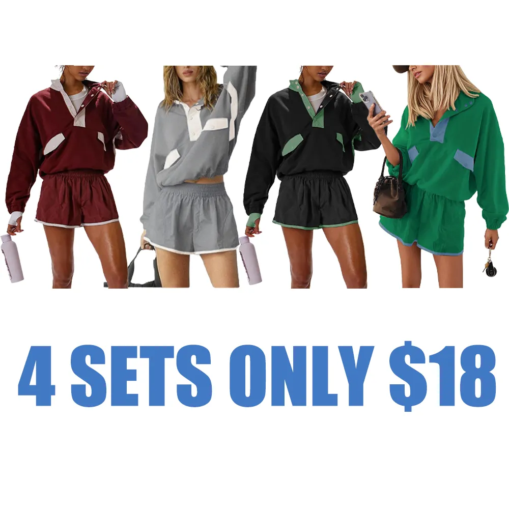 Women's Two Piece Short Sets Summer Lounge Sweatsuits(Just $3 a set!)