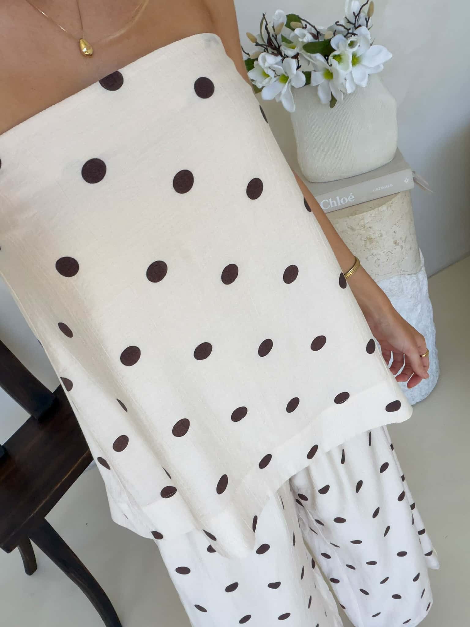 Blair Top - Crème Cafe Polka Dot