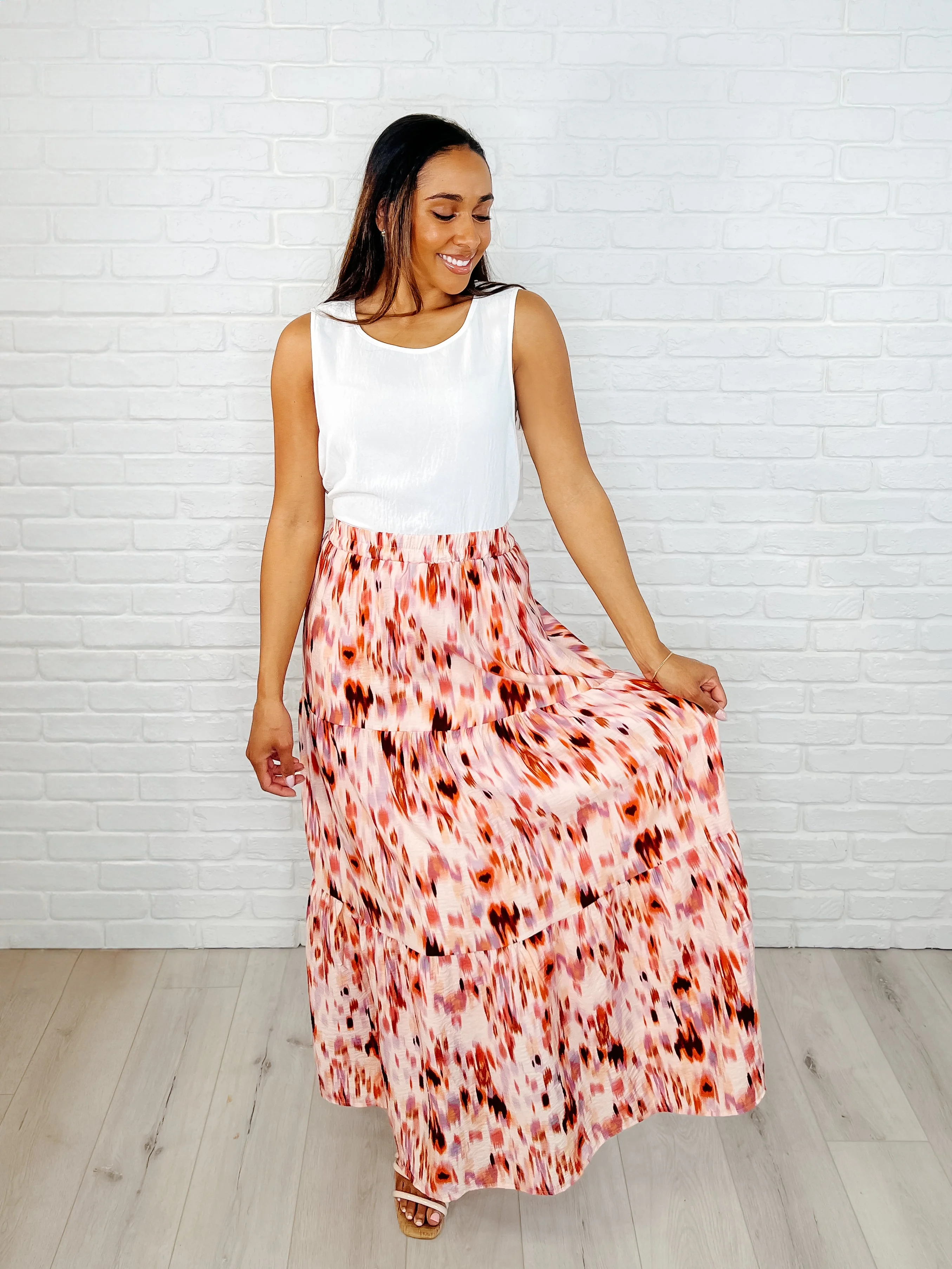 Words Fail Me Watercolor Print Maxi Skirt