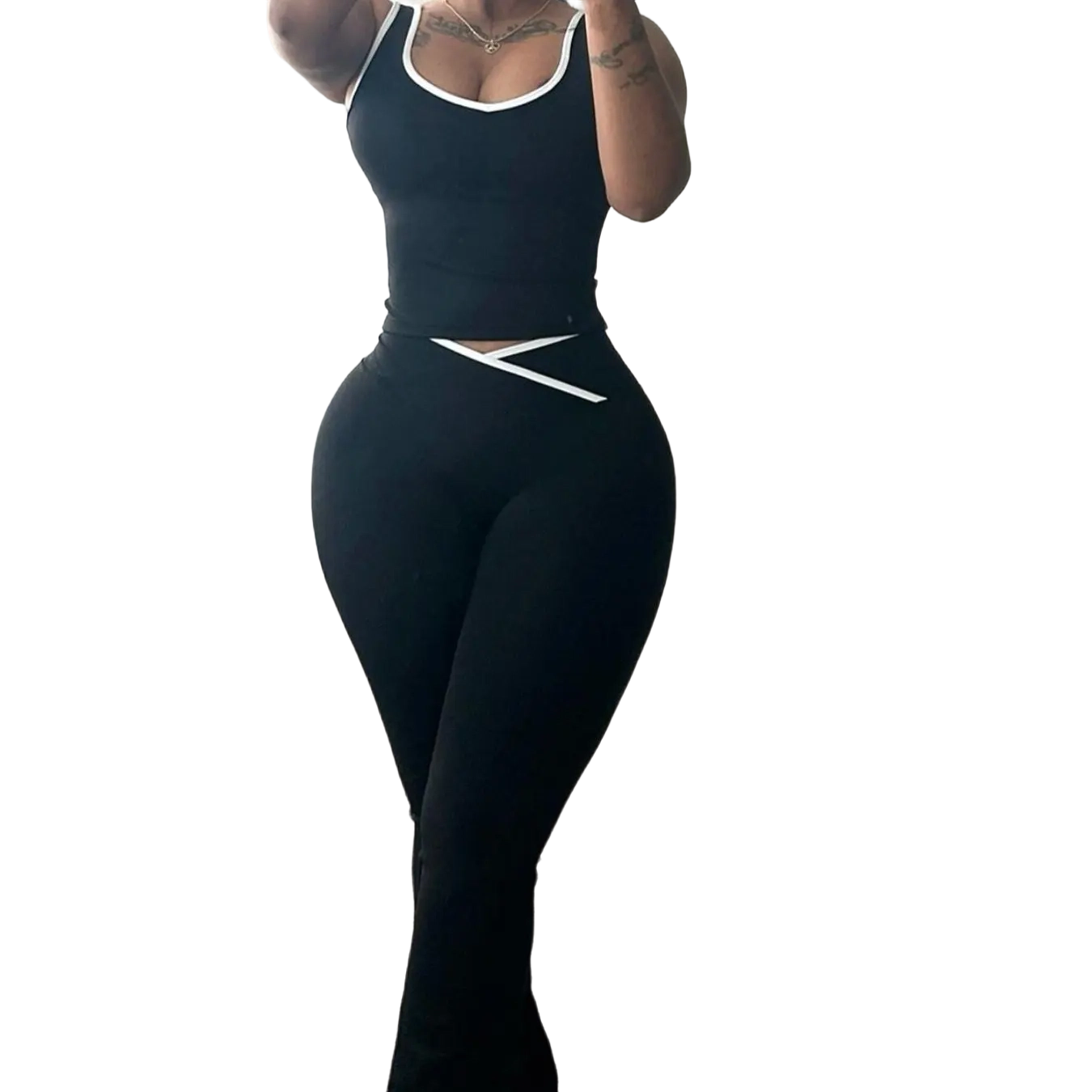 ✨Chic Colorblock Crmon Tank &. Dlarod PanteSet | Women's Sleeveless Gym YogaOutfit