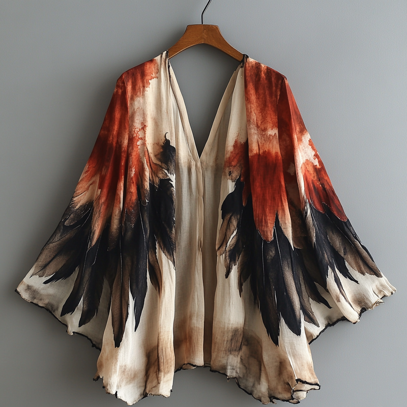 Summer original design elegant handmade feather theme cardigan