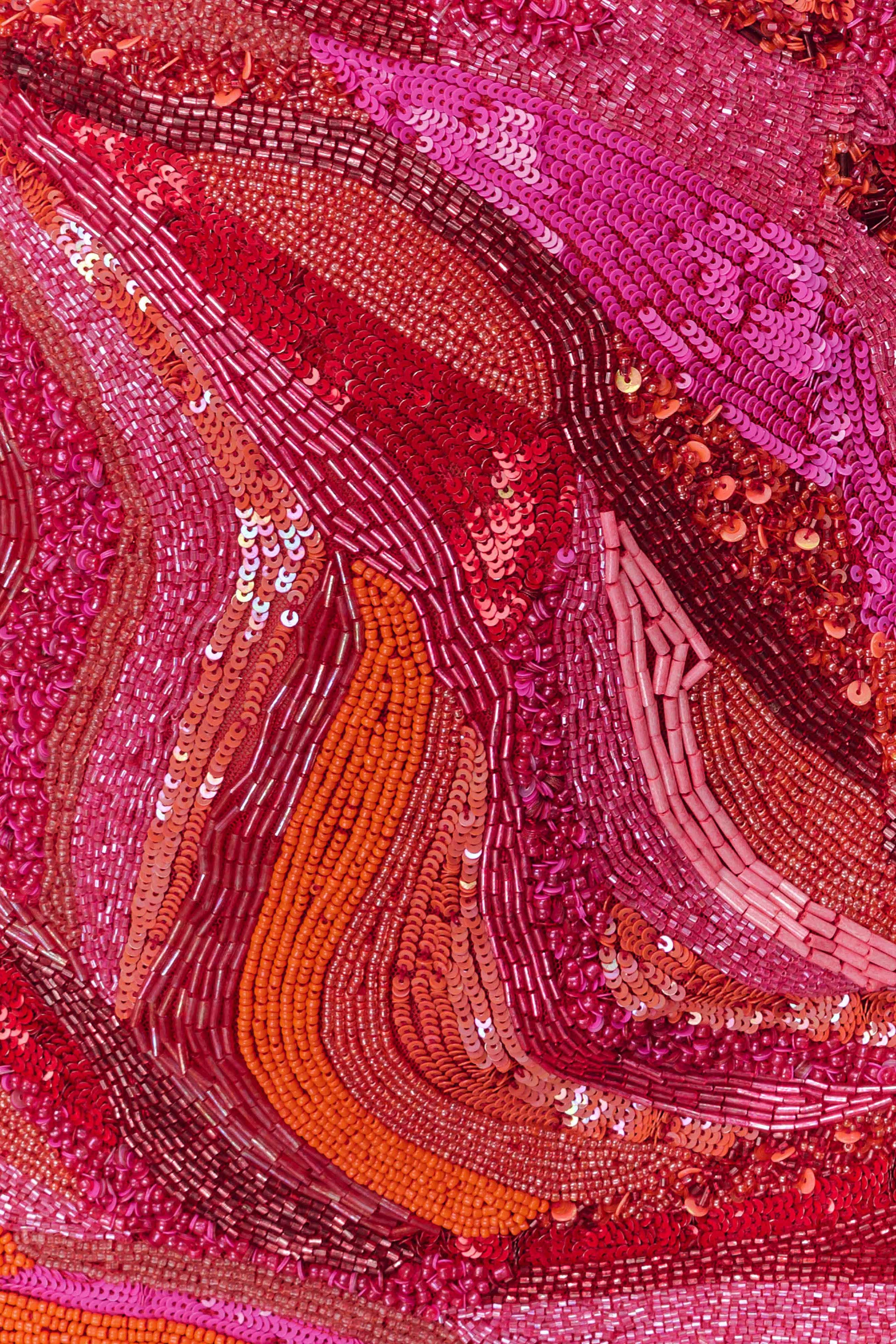 Print Hand Beaded Mini Dress