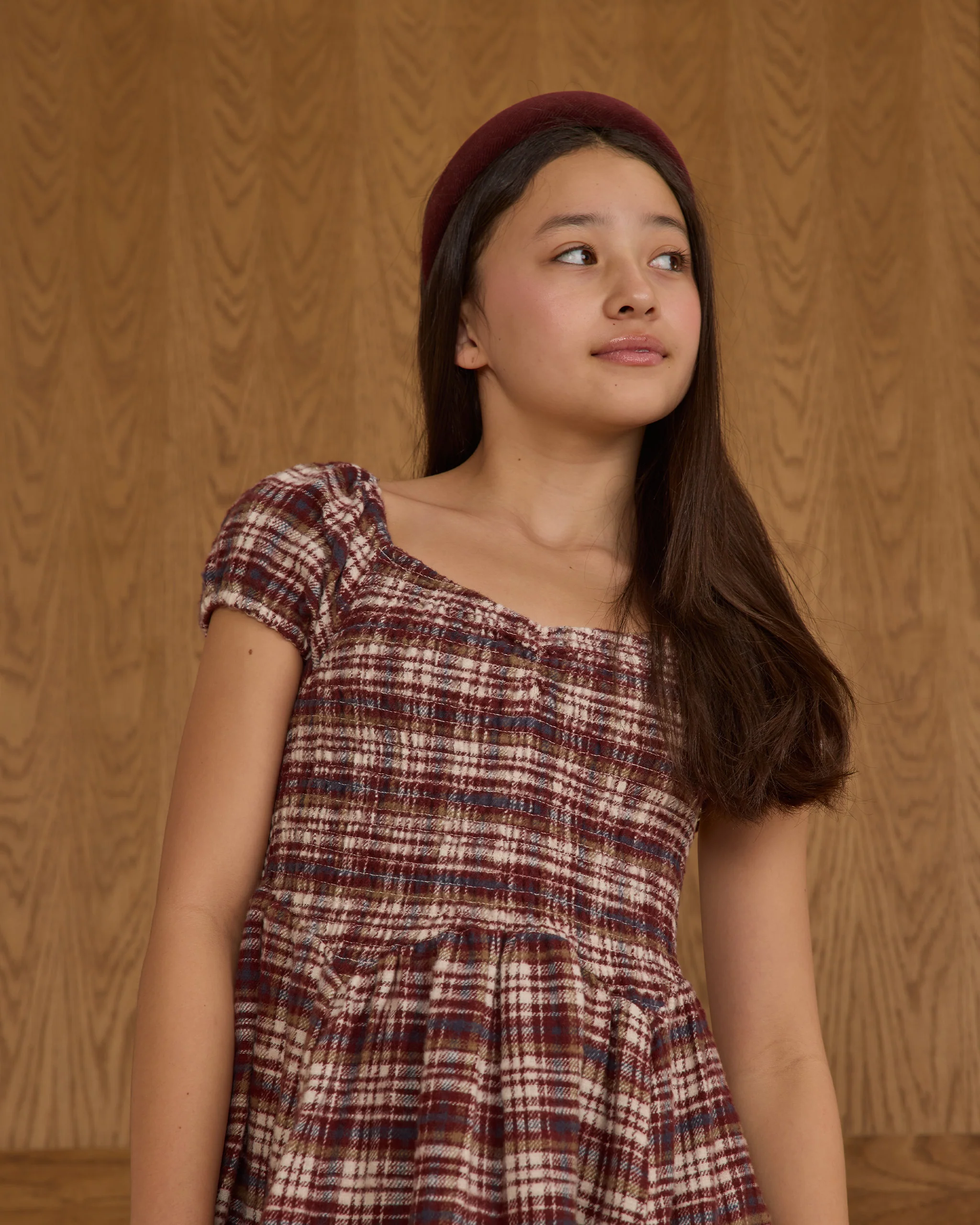 Teen Stella Dress || Burgundy Plaid
