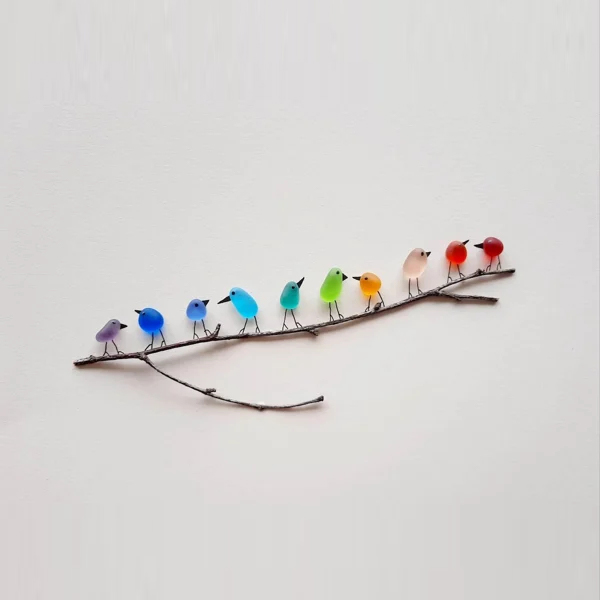 SheremArt Sea Glass Birds Decor Coastal Love Notes