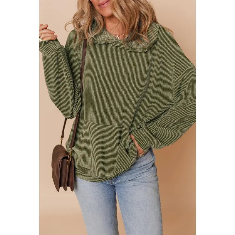 Women's Casual Loose Long Sleeve Ribbed Knit Shirts