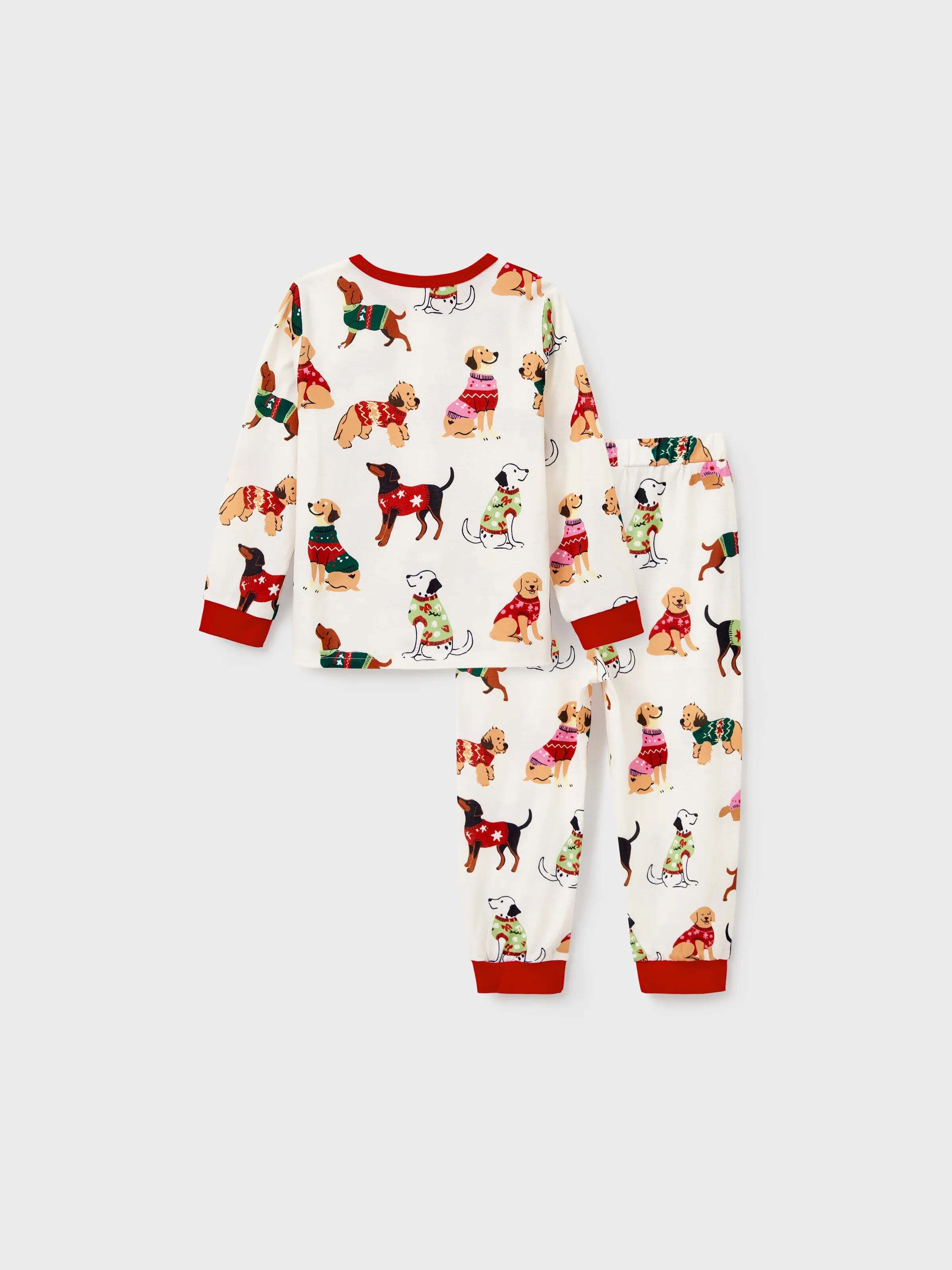 Christmas Matching Family Pajamas Set Various Dog Print PJS with Christmas Socks Apricot