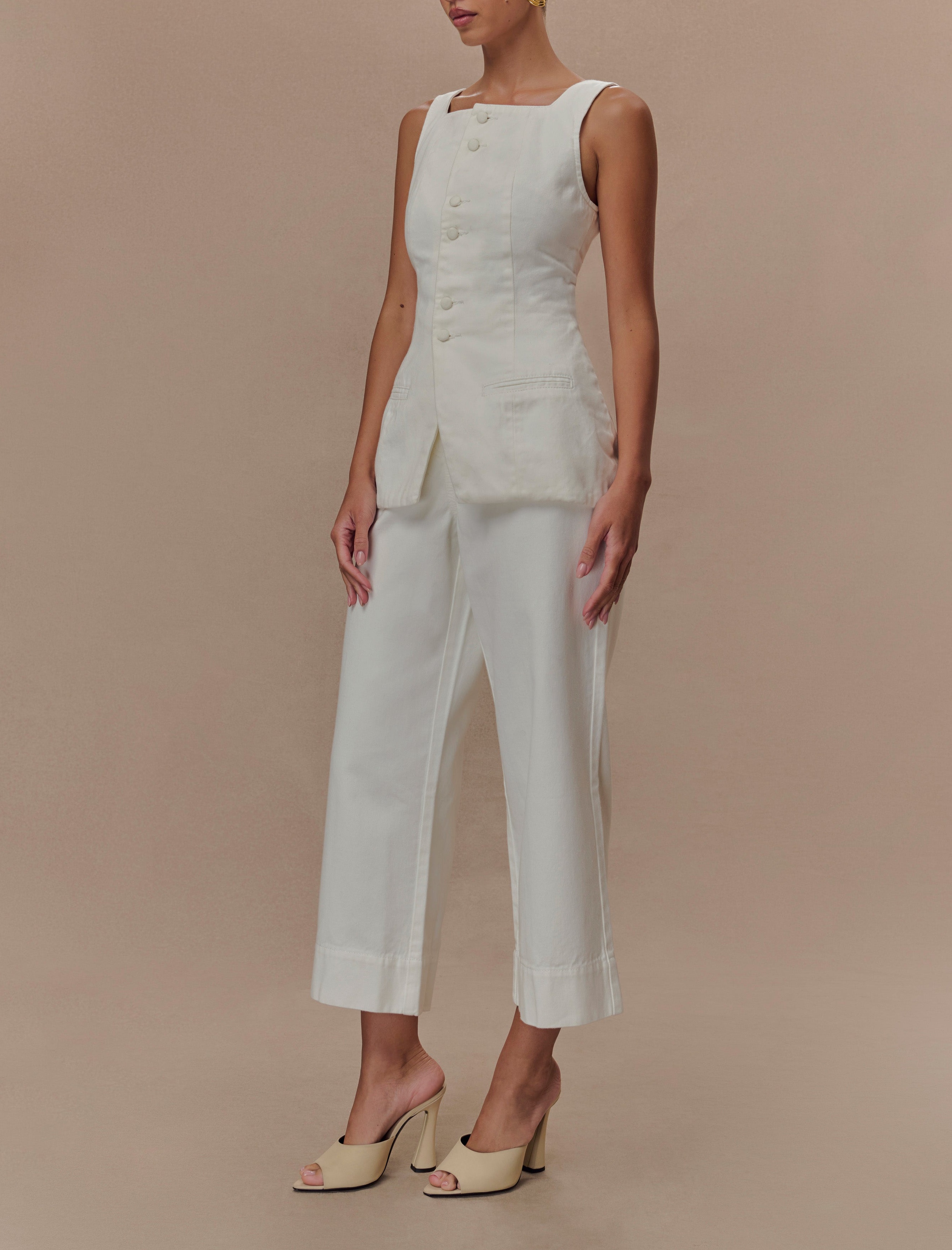 White Cropped Wide Leg Jeans