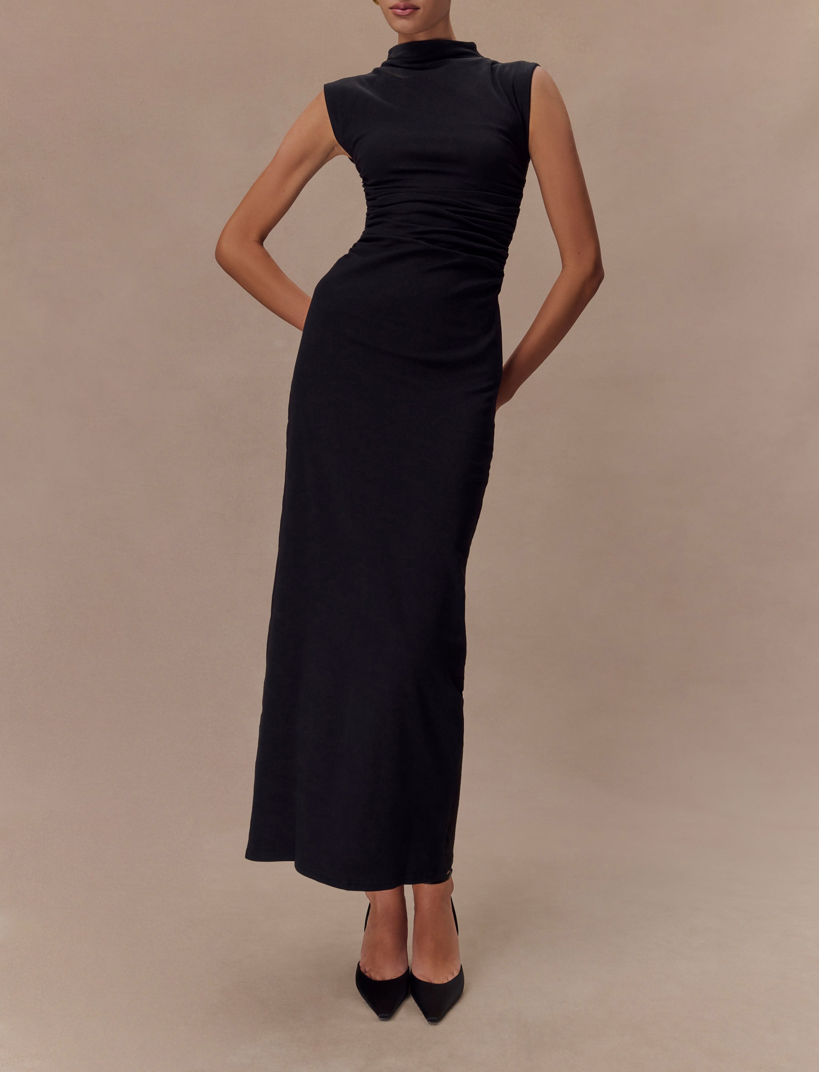 Black High Neck Sleeveless Maxi Dress