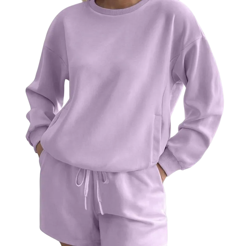 Women's Sporty Round Neck Tracksuit Set