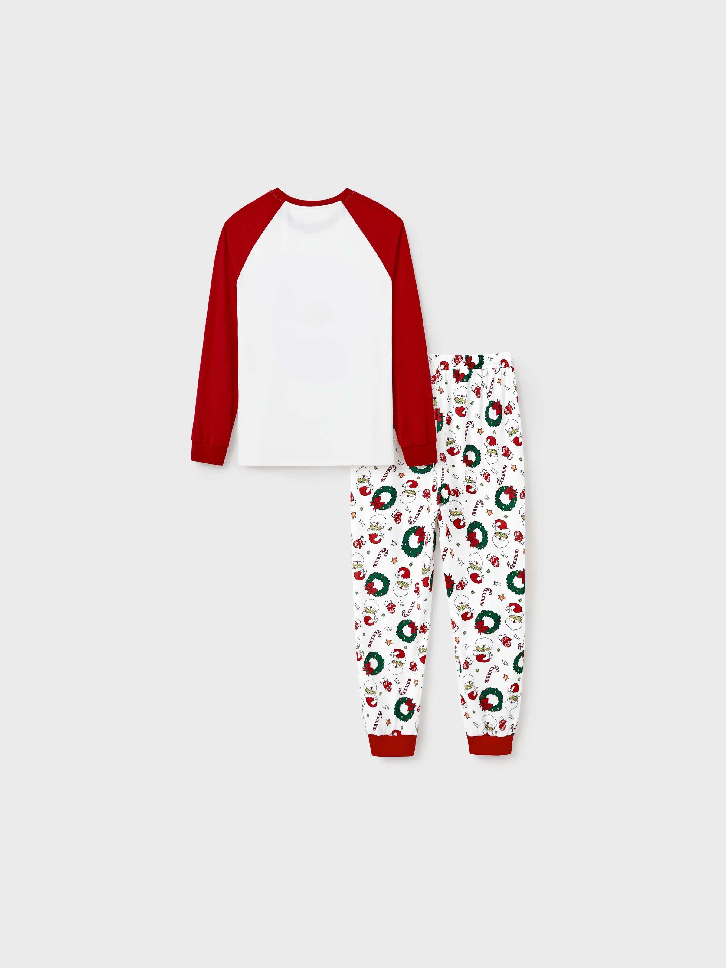 Christmas Matching Family Pajamas Set Christmas Grinch-themed Print PJS with Christmas Socks Red