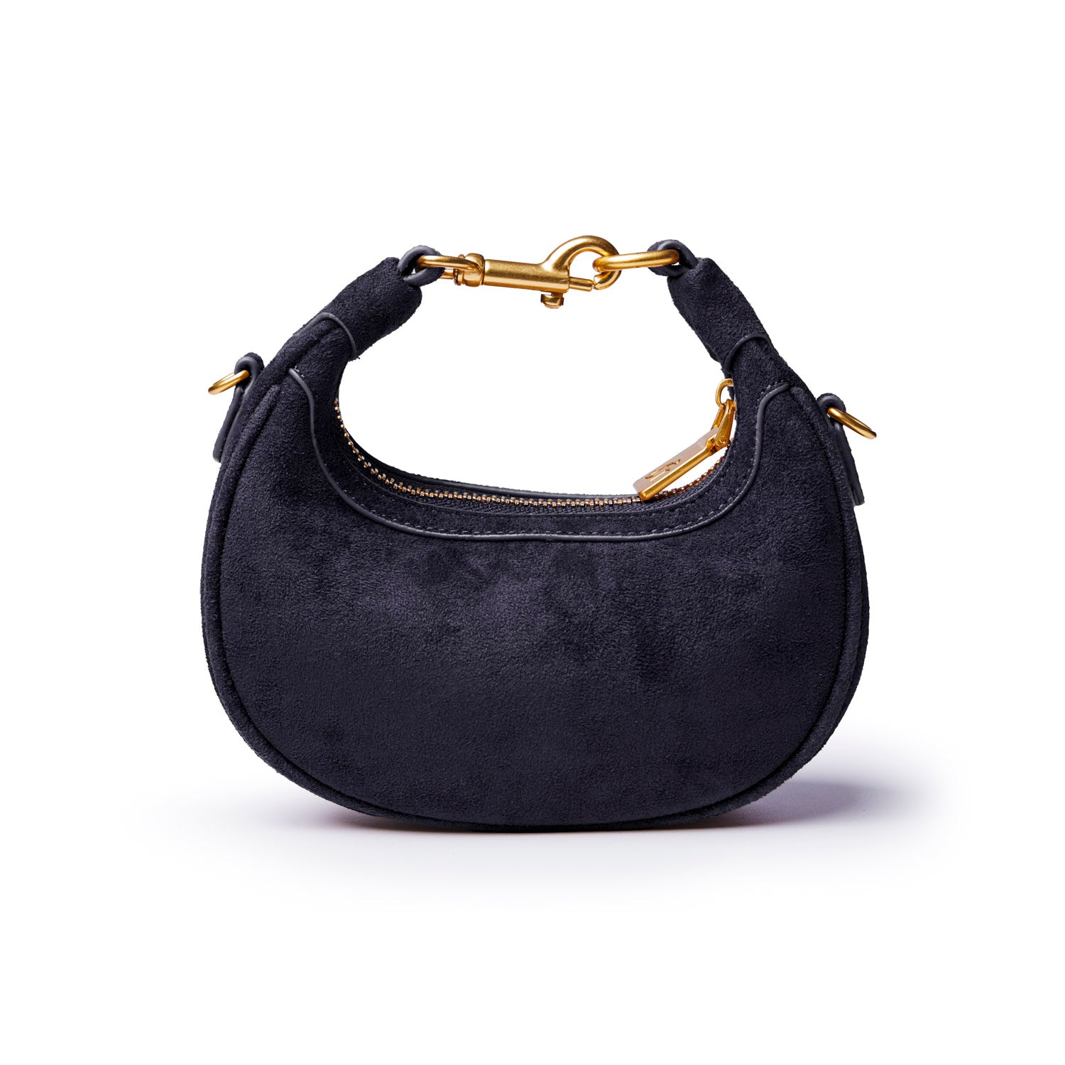 NANO SUEDE HOBO BAG - BLACK